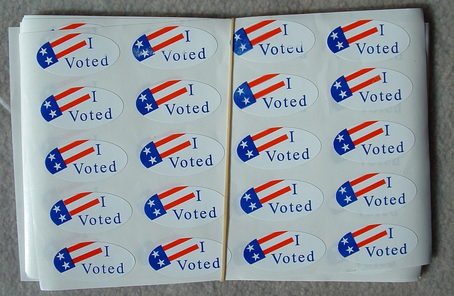 "I Voted" stickers at a polling place